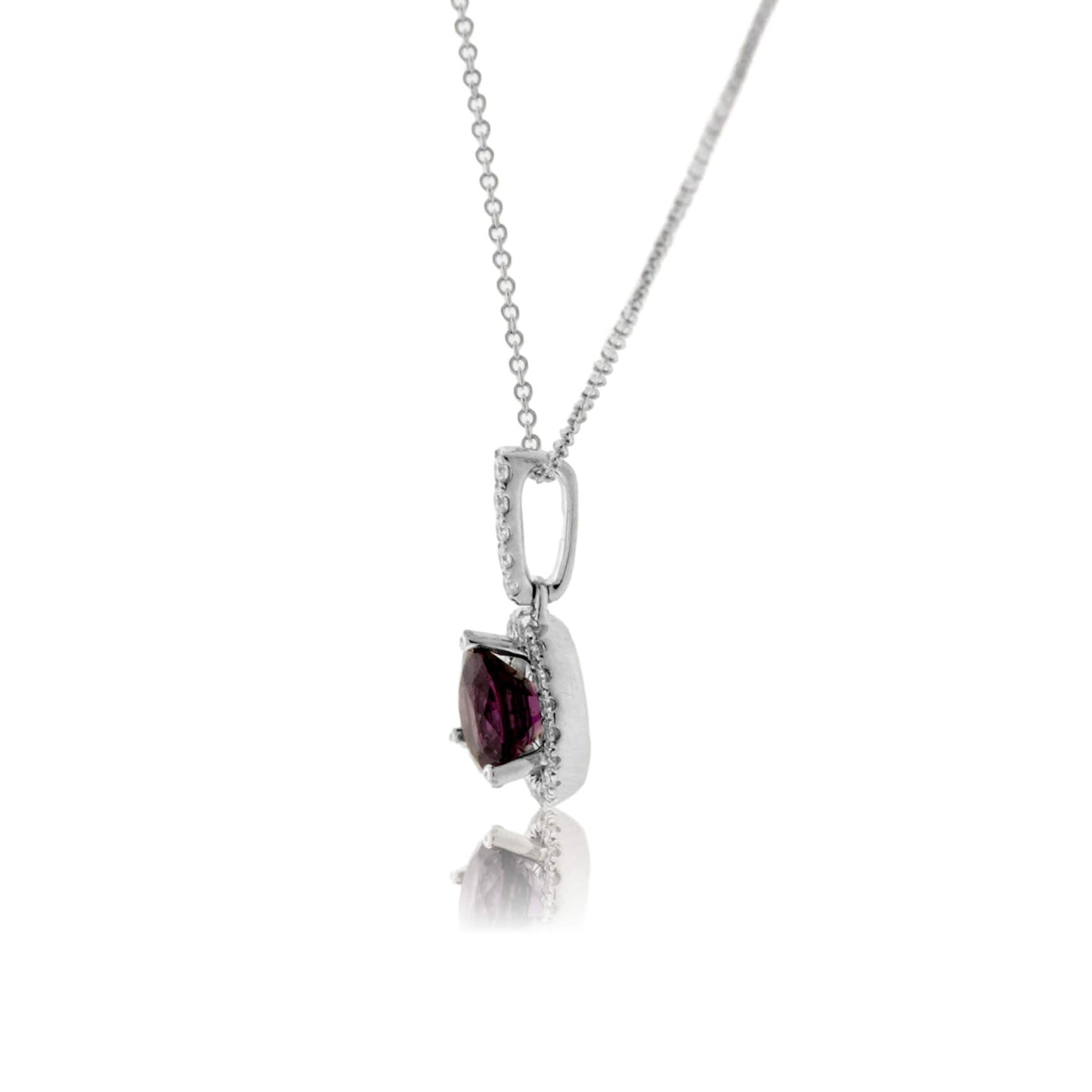 Round Burma Spinel & Diamond Halo Drop Pendant - Park City Jewelers
