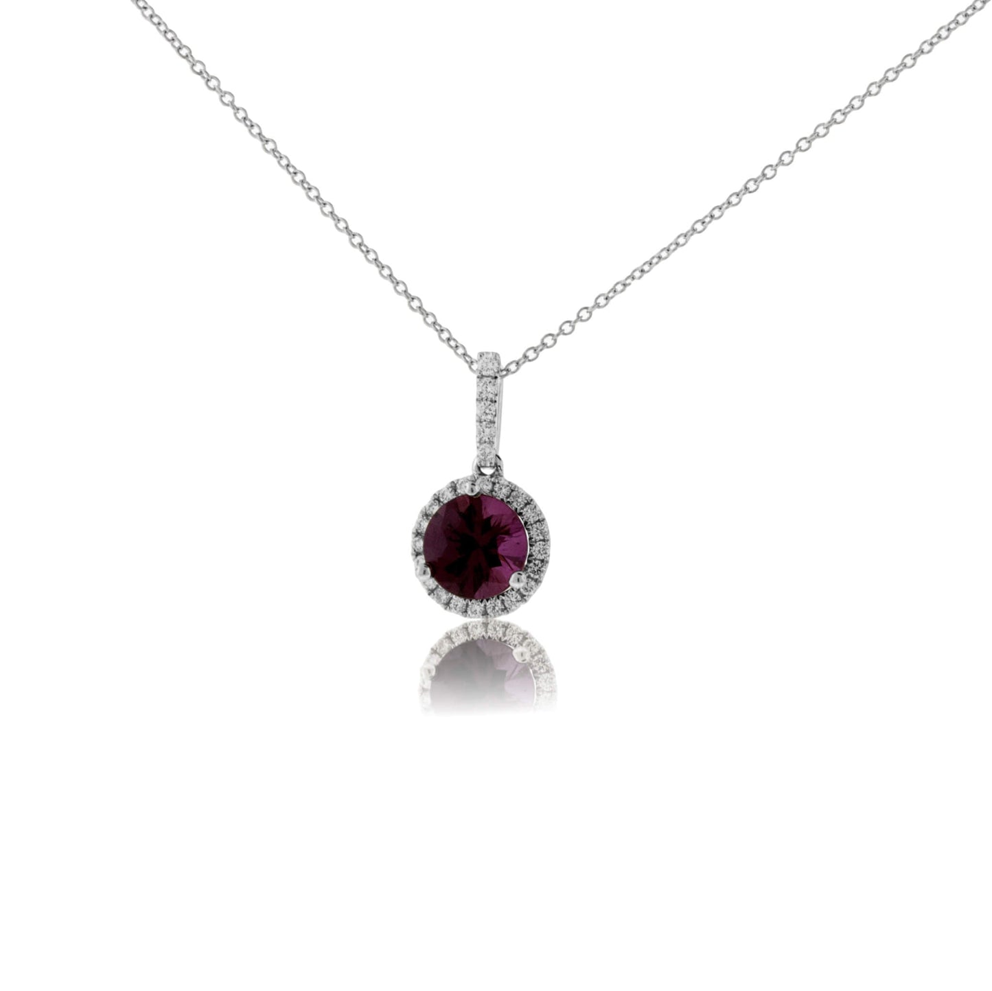 Round Burma Spinel & Diamond Halo Drop Pendant - Park City Jewelers