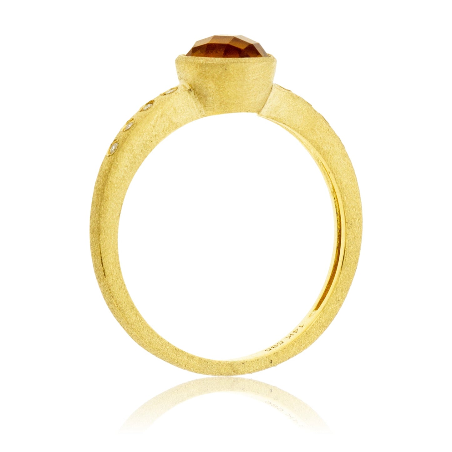 Round Citrine and Diamond Accented Flush Set Ring - Park City Jewelers