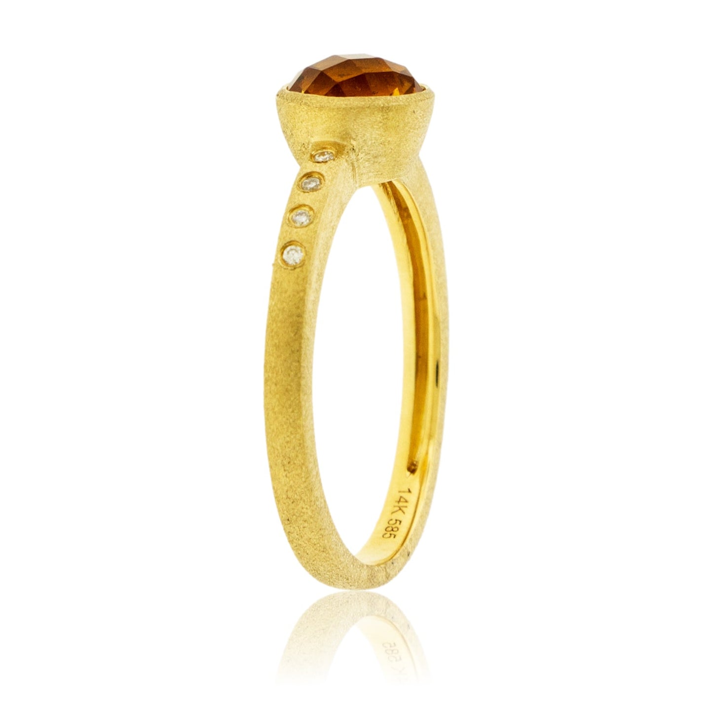 Round Citrine and Diamond Accented Flush Set Ring - Park City Jewelers