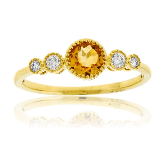 Round Citrine and Diamond Accented Ring - Park City Jewelers