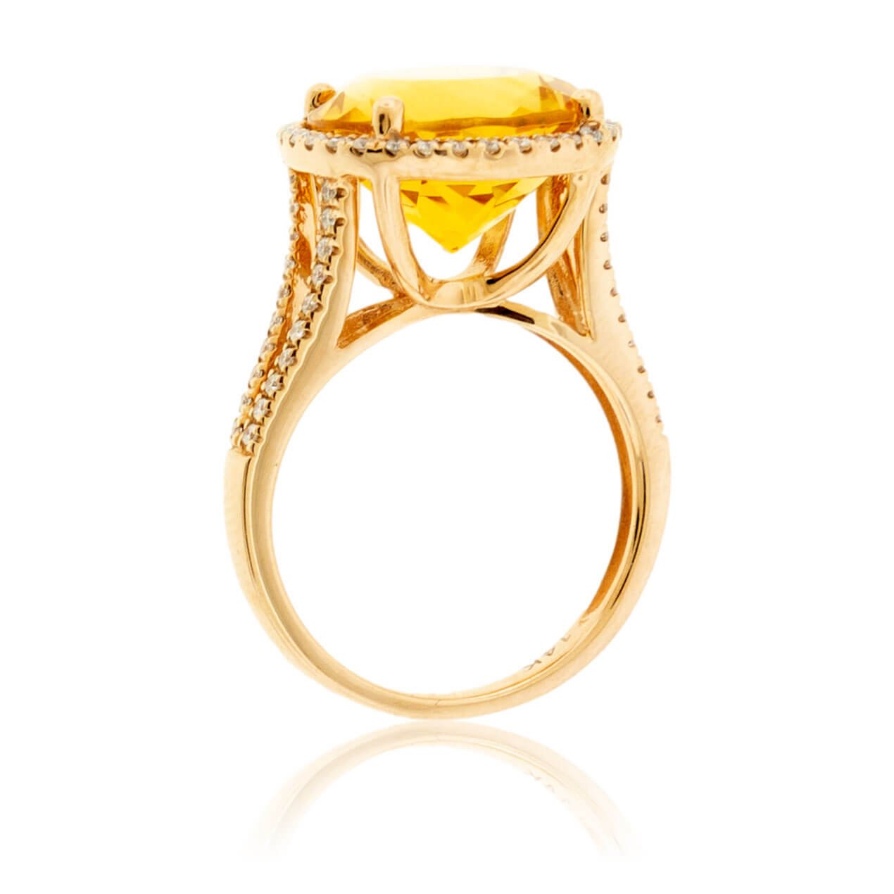 Round Citrine & Diamond Halo Ring in Rose Gold - Park City Jewelers