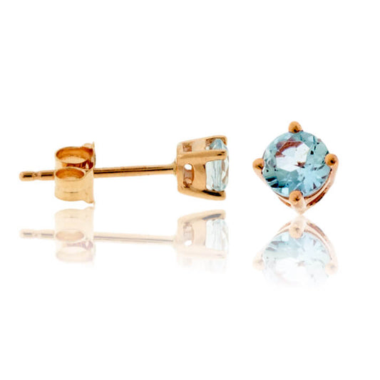 Round Cut Aquamarine Stud Earrings - Park City Jewelers