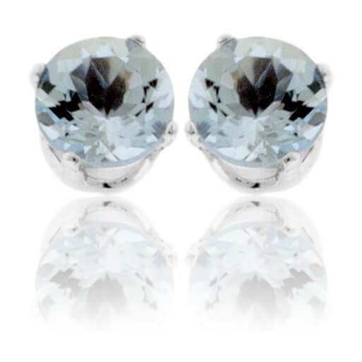 Round Cut Aquamarine Stud Earrings - Park City Jewelers