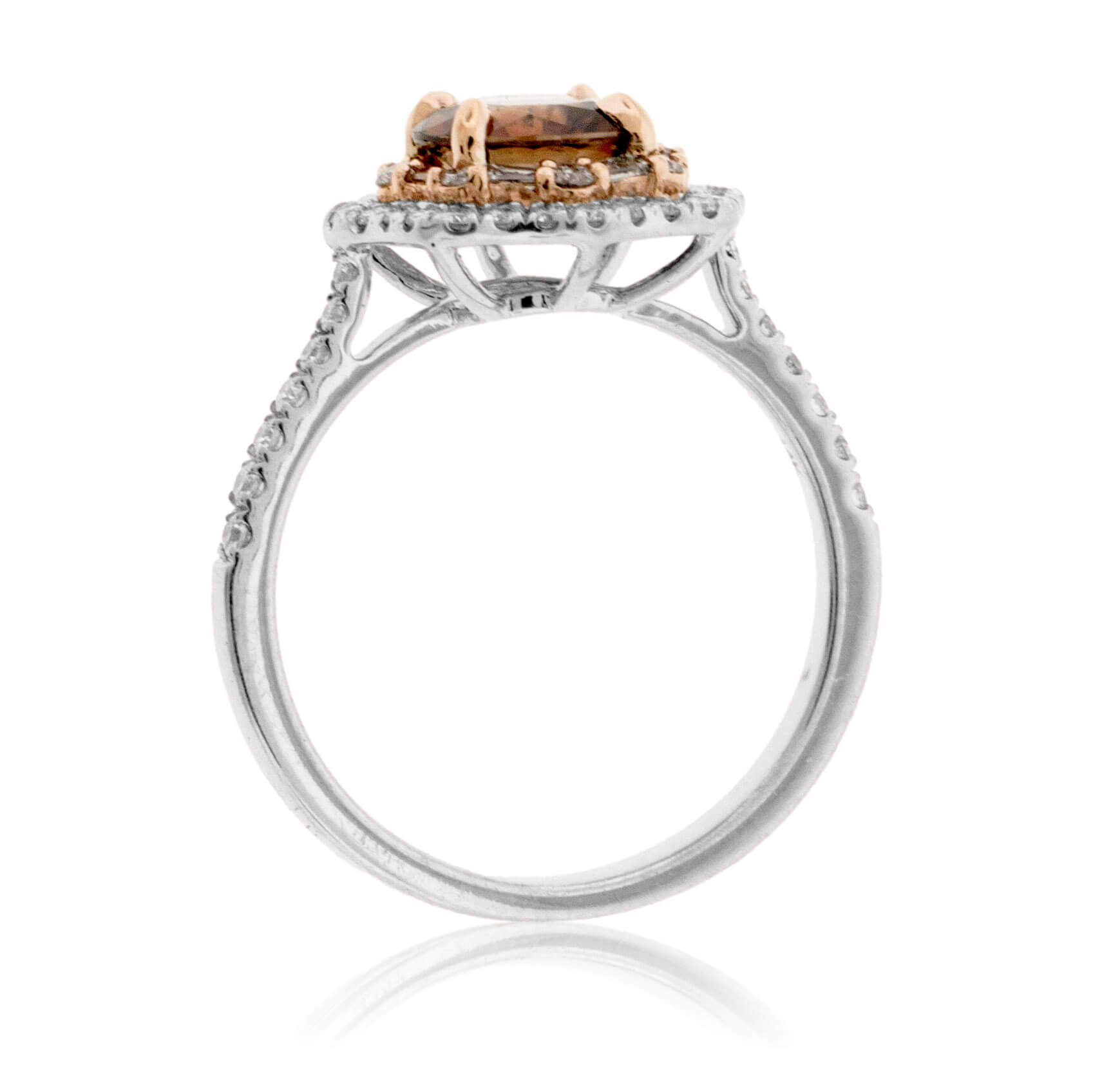 Round Cut Brown Zircon & Diamond Double Halo Ring - Park City Jewelers