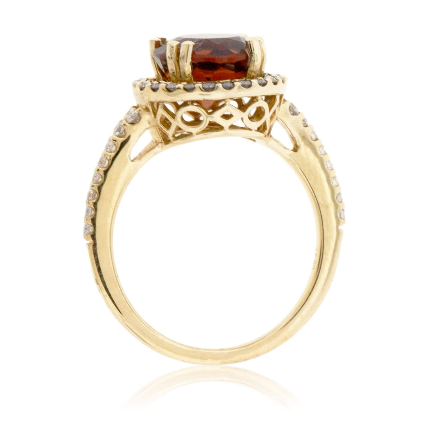Round Cut Citrine & Diamond Halo Style Ring - Park City Jewelers