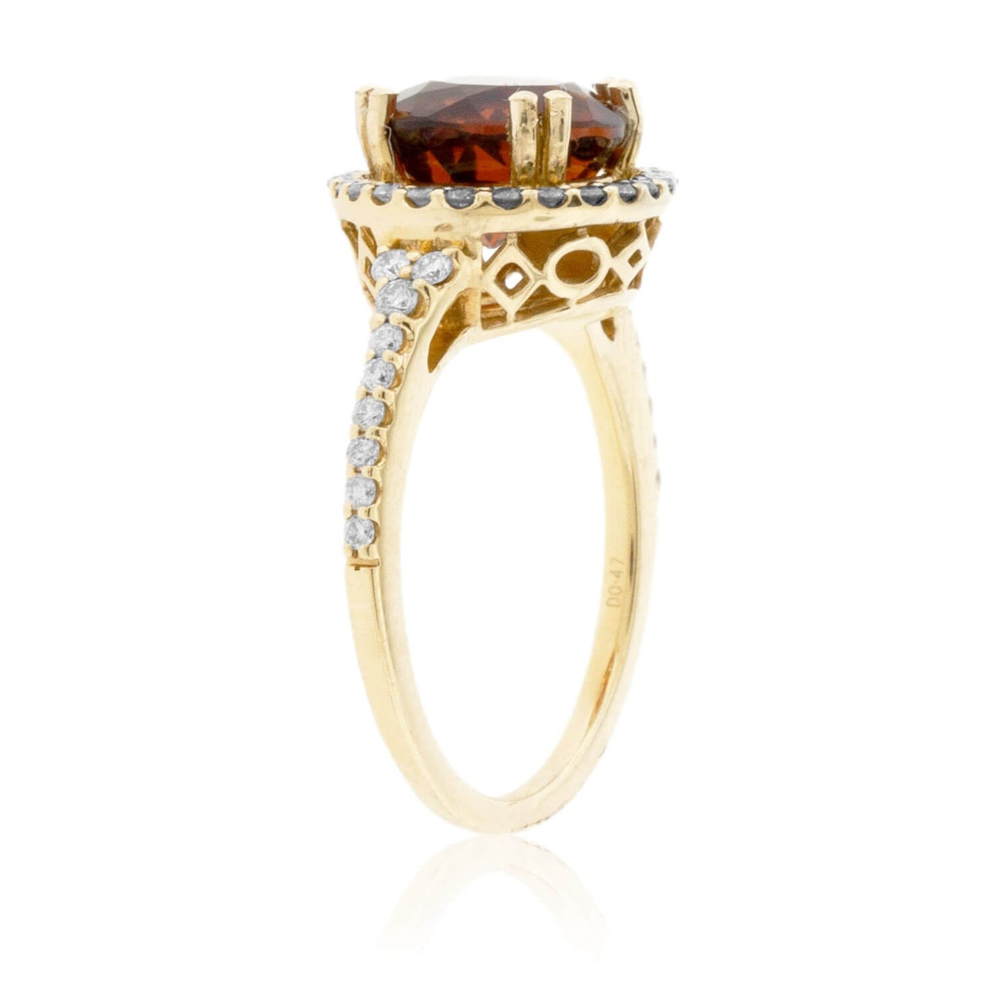 Round Cut Citrine & Diamond Halo Style Ring - Park City Jewelers