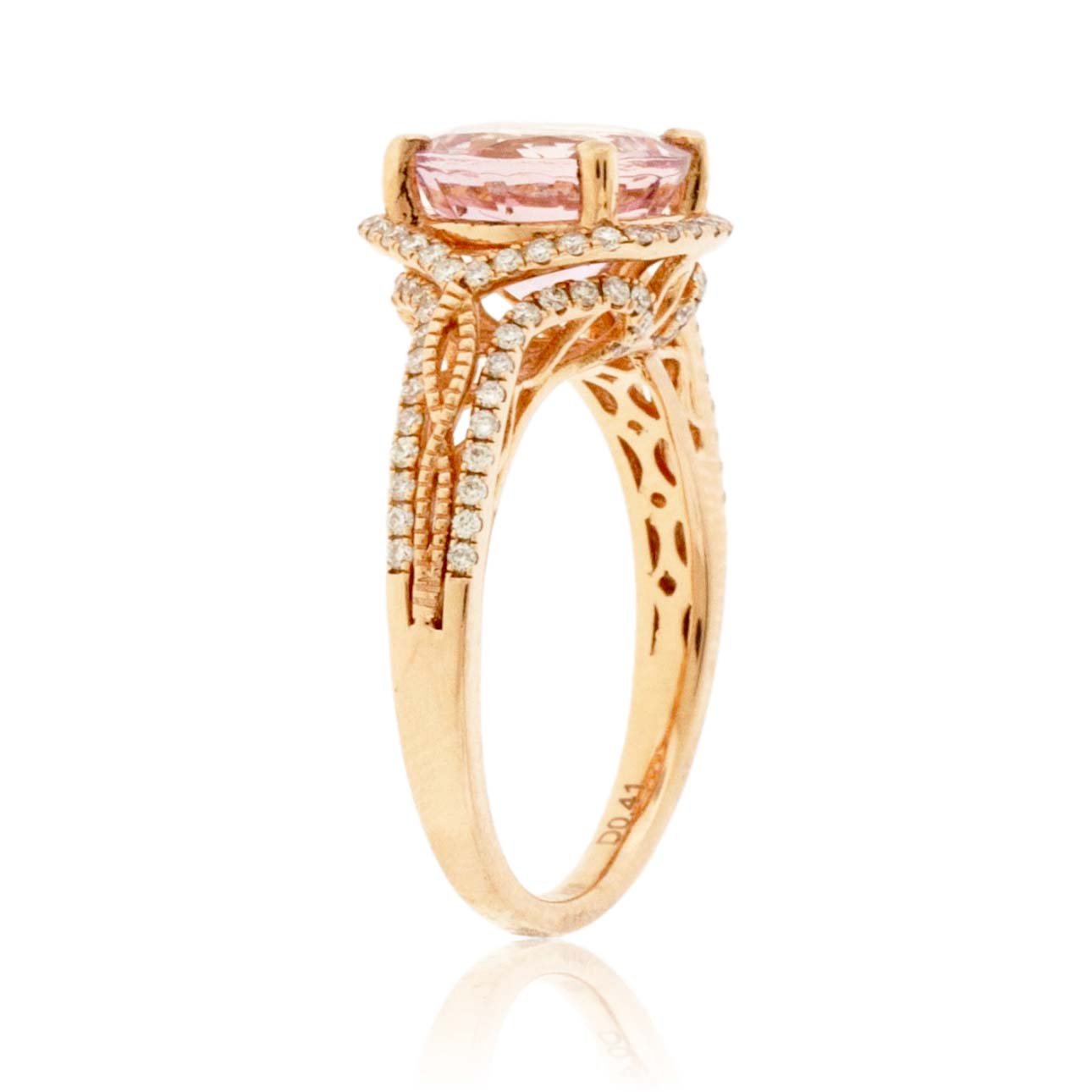 Round Cut Morganite & Diamond Accented Ring - Park City Jewelers