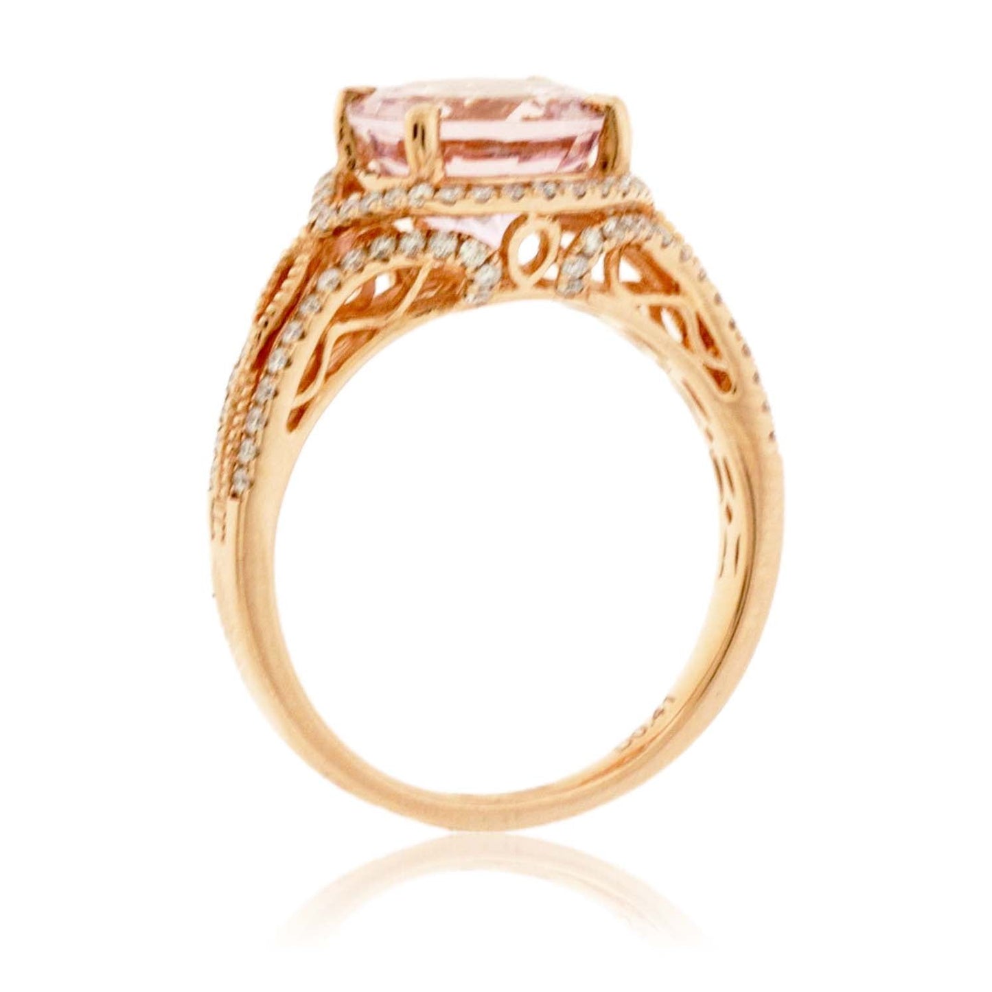 Round Cut Morganite & Diamond Accented Ring - Park City Jewelers