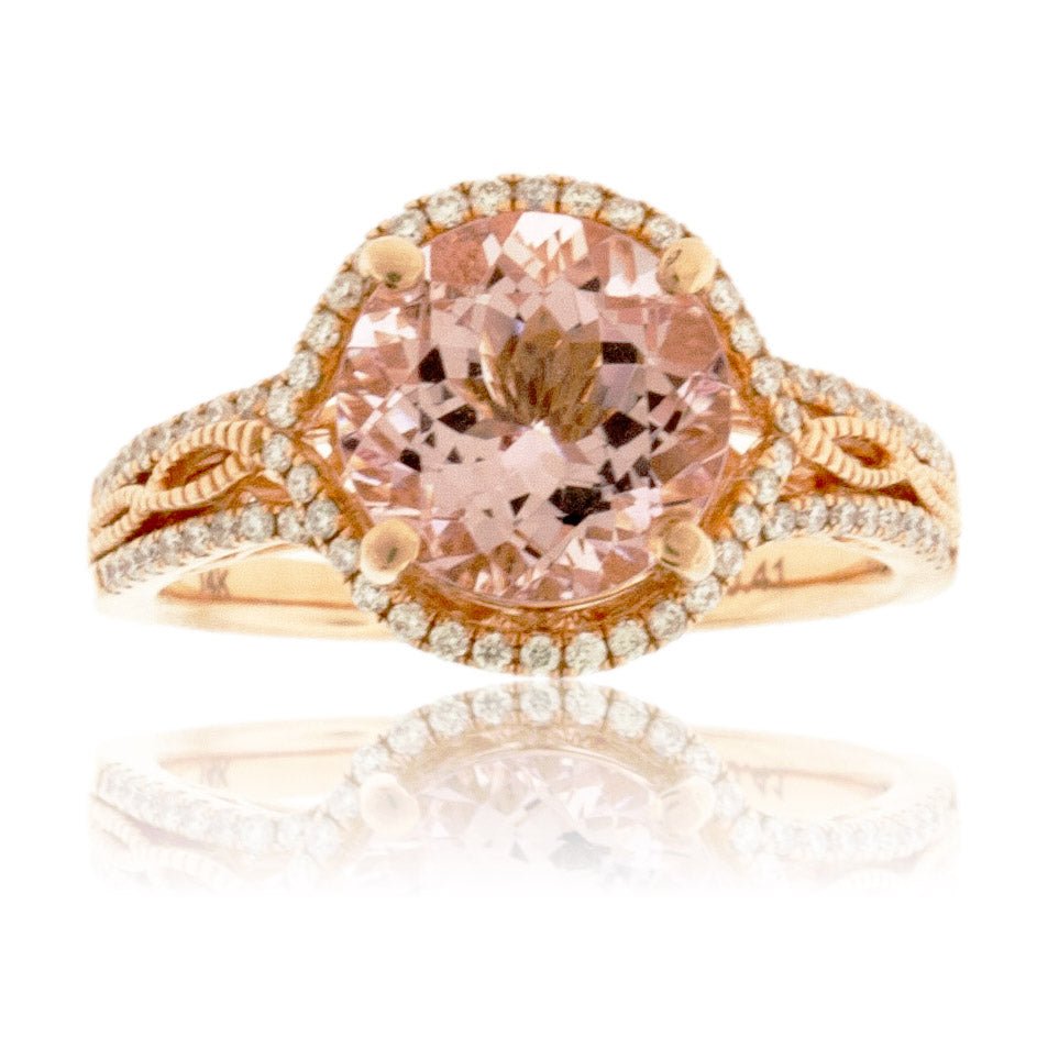 Round Cut Morganite & Diamond Accented Ring - Park City Jewelers