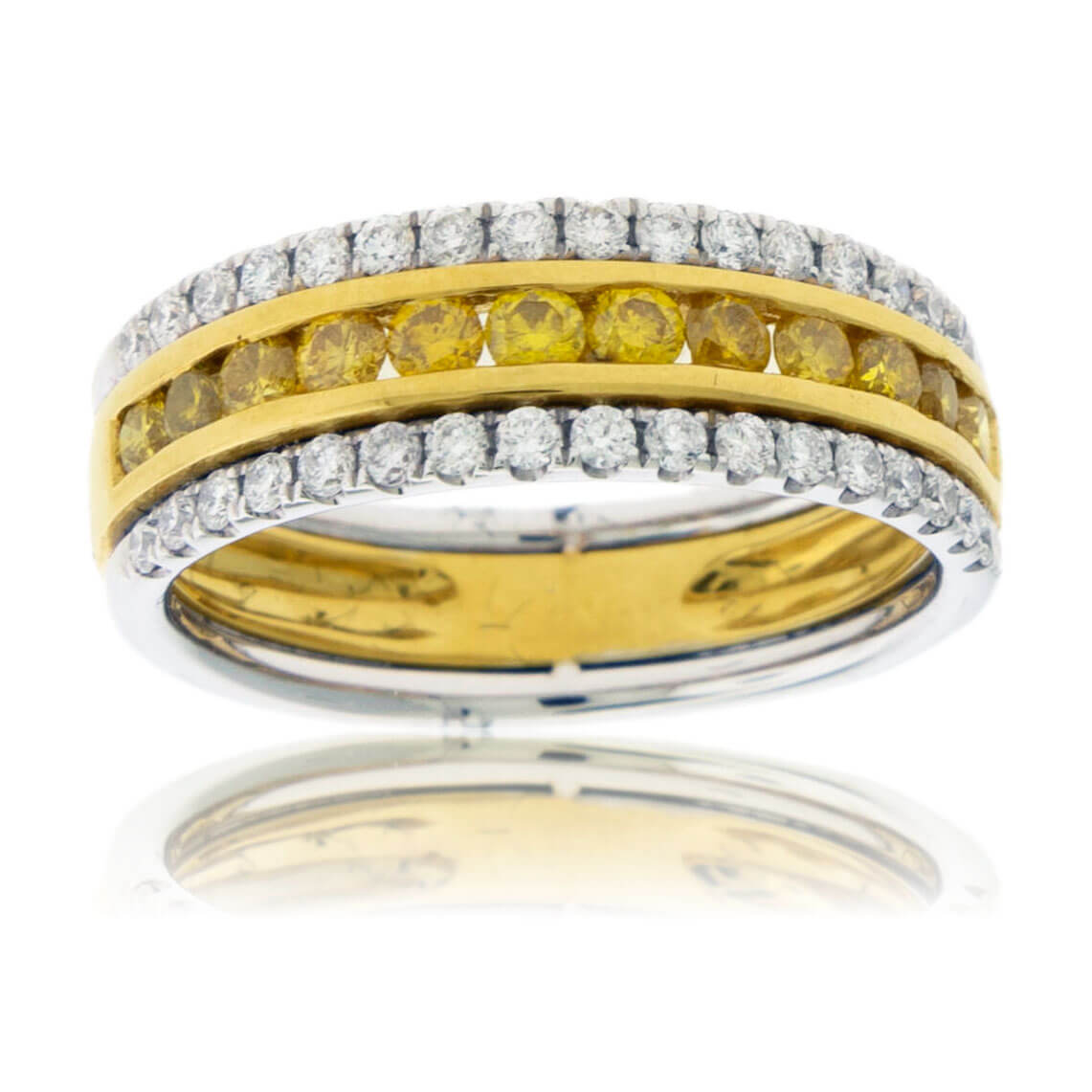Round Cut Yellow Diamond & Diamond Outlined Band - Park City Jewelers