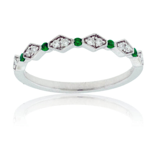 Round Diamond and Round Emerald Stacking Band - Park City Jewelers