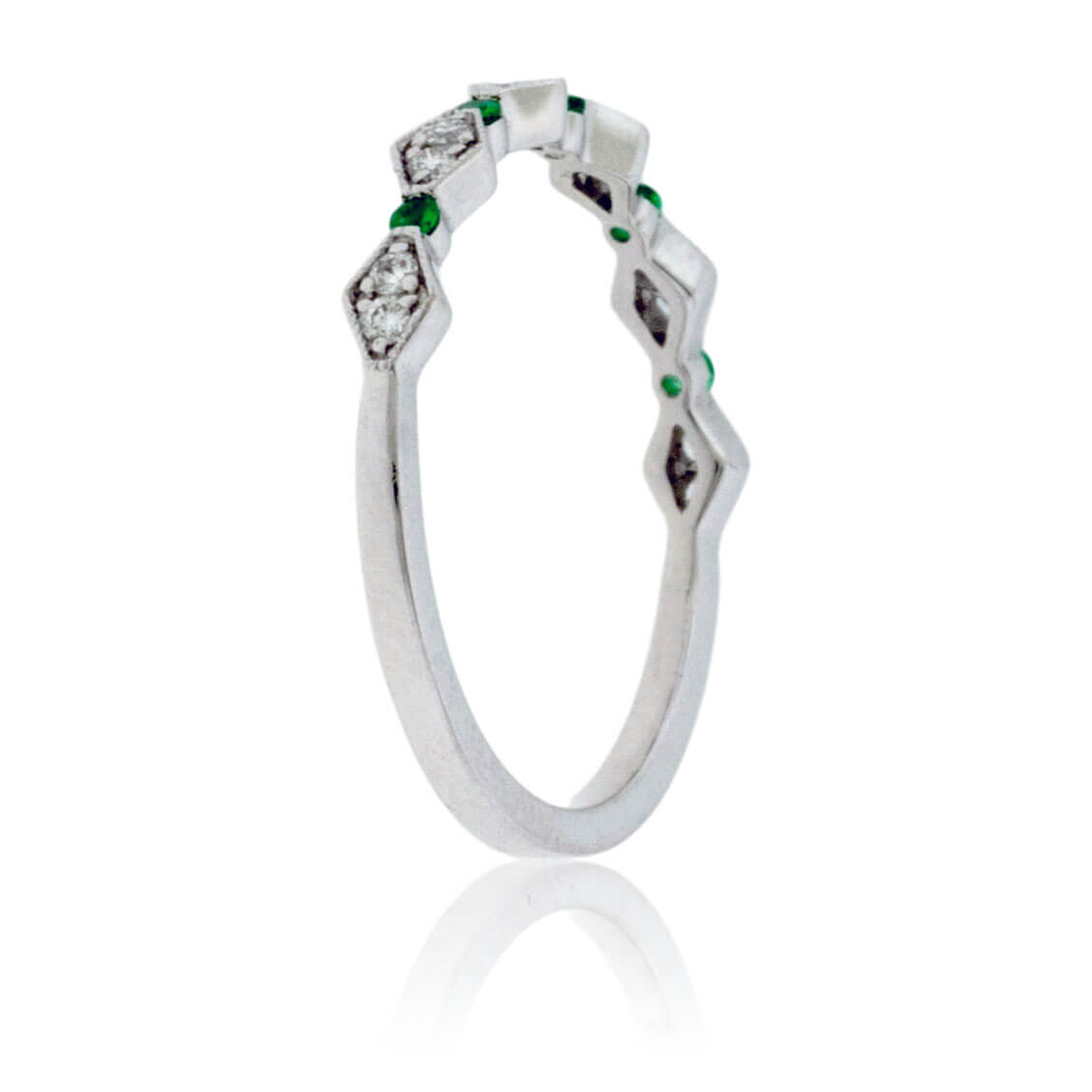 Round Diamond and Round Emerald Stacking Band - Park City Jewelers