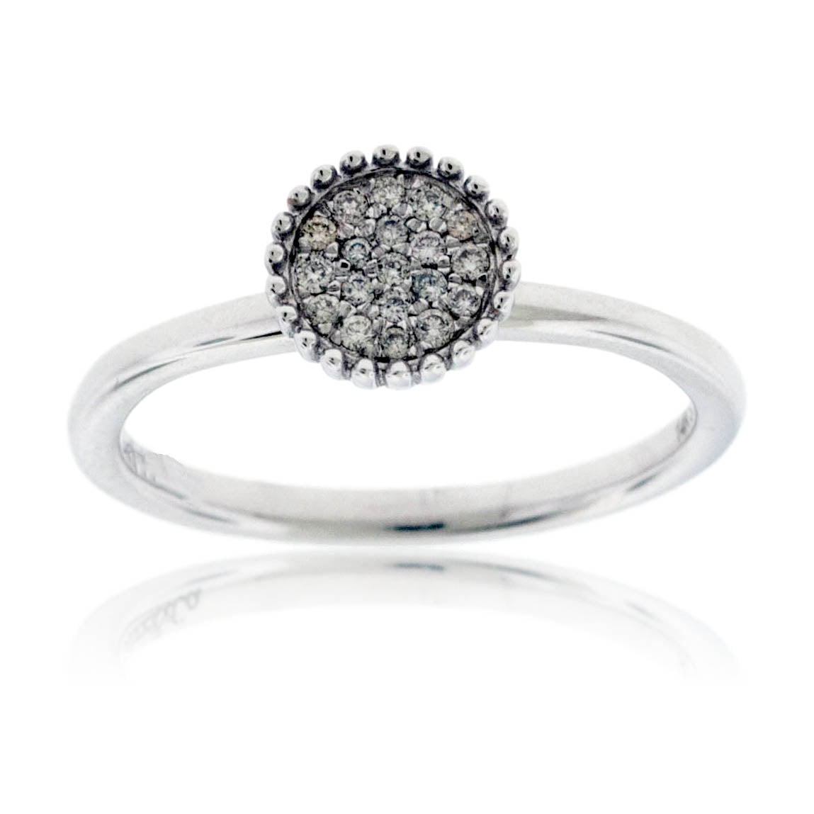 Round Diamond Cluster Beaded Detail Ring - Park City Jewelers