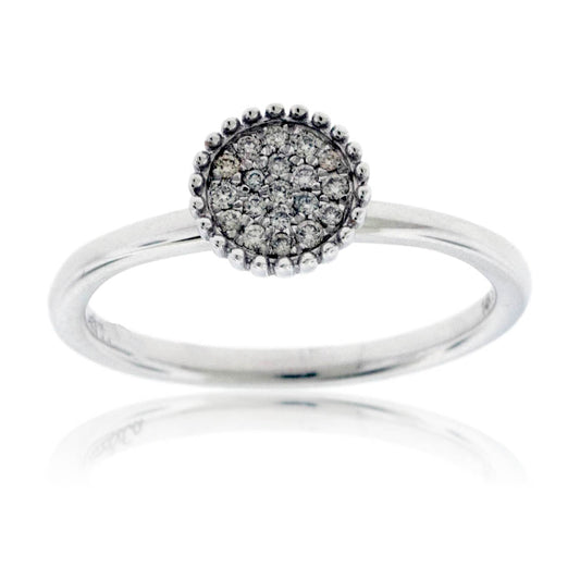 Round Diamond Cluster Beaded Detail Ring - Park City Jewelers
