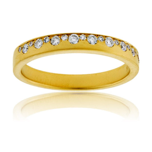 Round Diamond Gold Satin Finish Flush Set Ring - Park City Jewelers