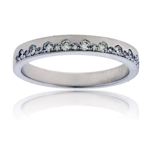Round Diamond Gold Satin Finish Flush Set Ring - Park City Jewelers