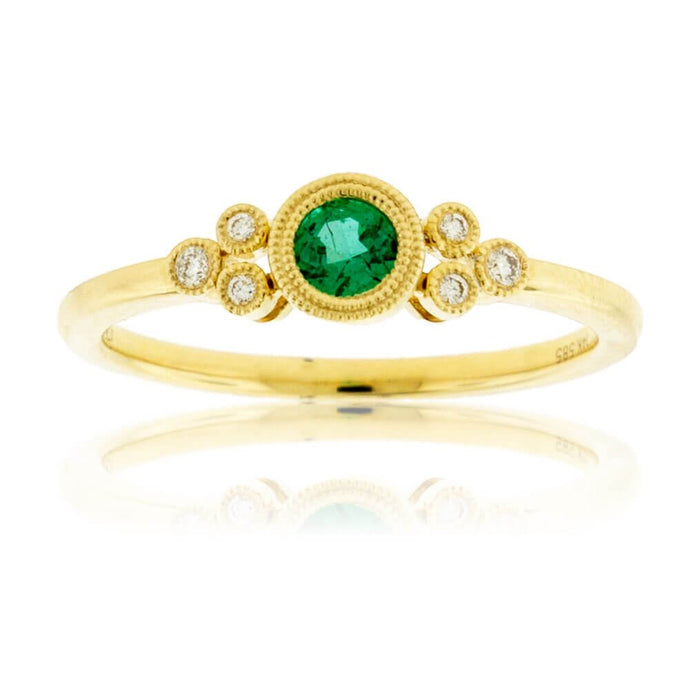 Round Emerald & Diamond Side Accented Ring - Park City Jewelers