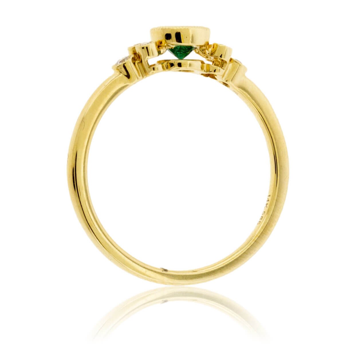 Round Emerald & Diamond Side Accented Ring - Park City Jewelers