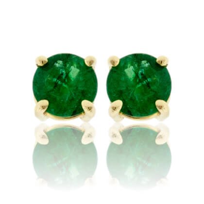 Round emerald stud on sale earrings