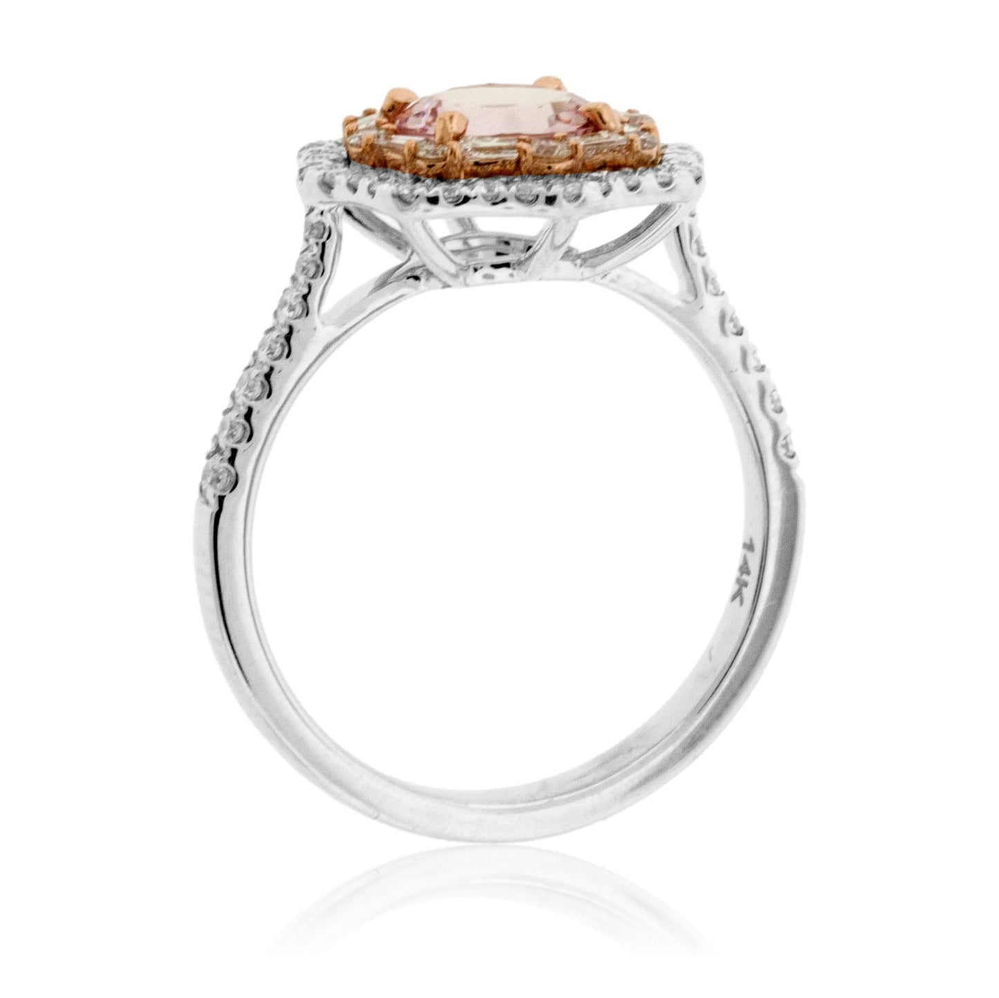 Round Fancy Cut Morganite & Diamond Double Halo Ring - Park City Jewelers