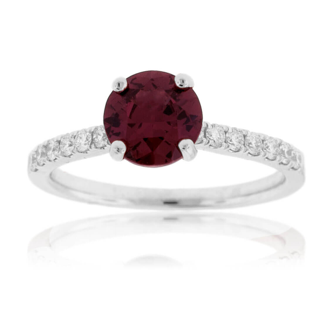 Round Garnet & Diamond Accented Ring - Park City Jewelers