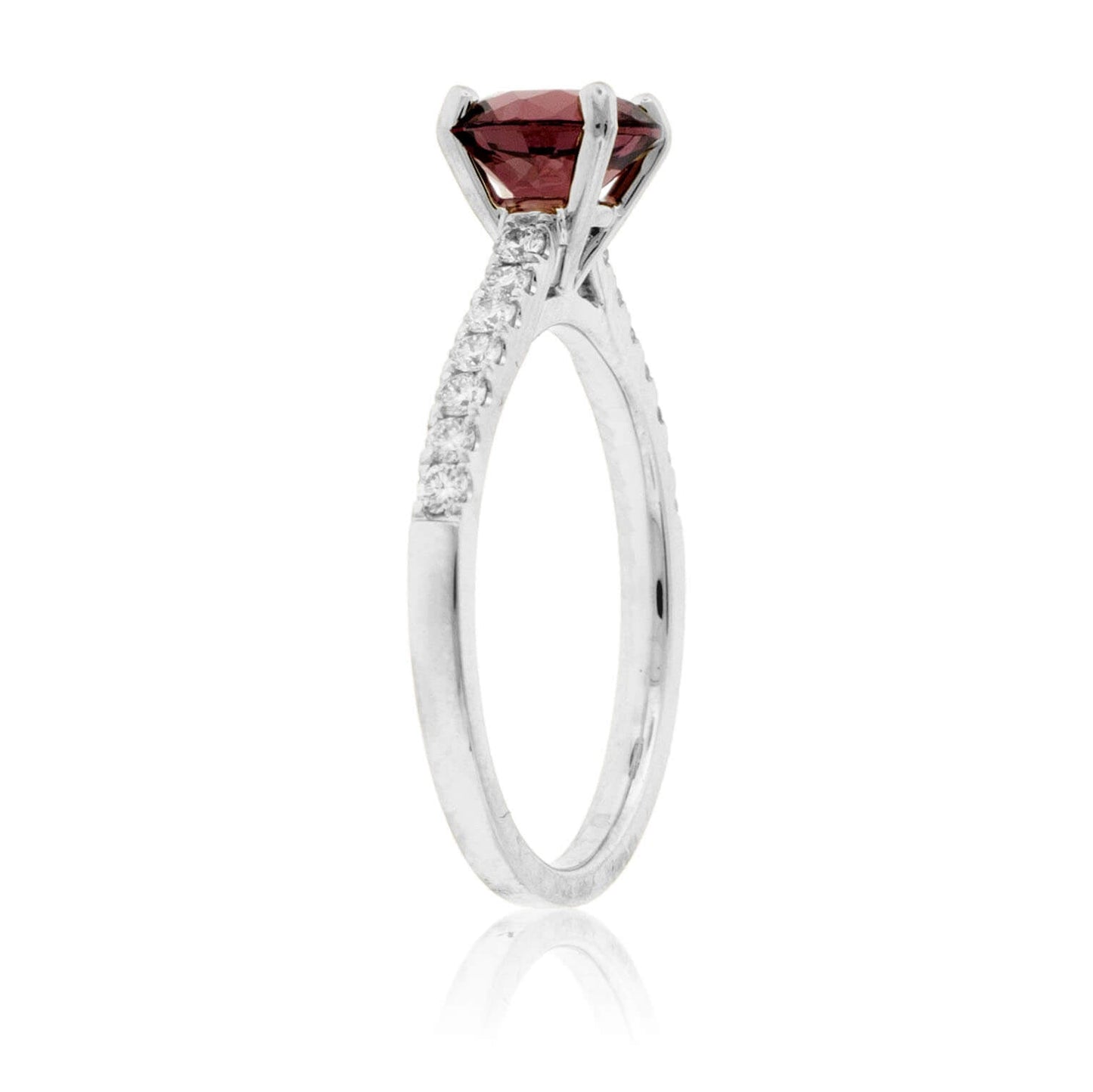 Round Garnet & Diamond Accented Ring - Park City Jewelers