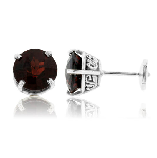 Round Garnet Stud Earrings - Park City Jewelers
