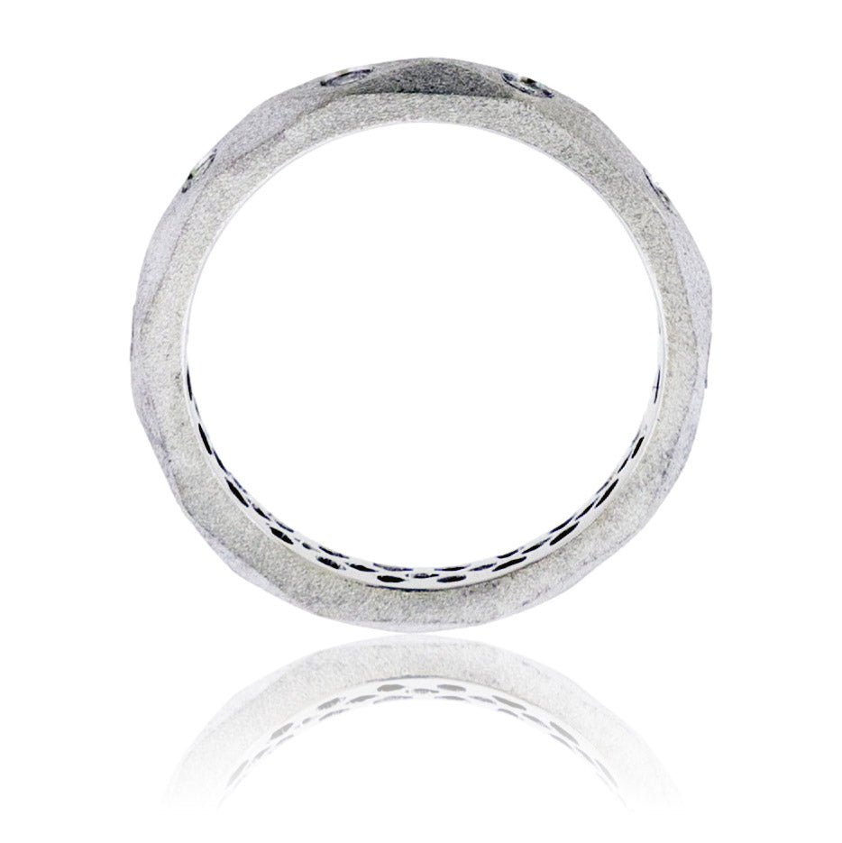 Round Geometric Diamond Gold Satin Finish Flush Set Ring - Park City Jewelers