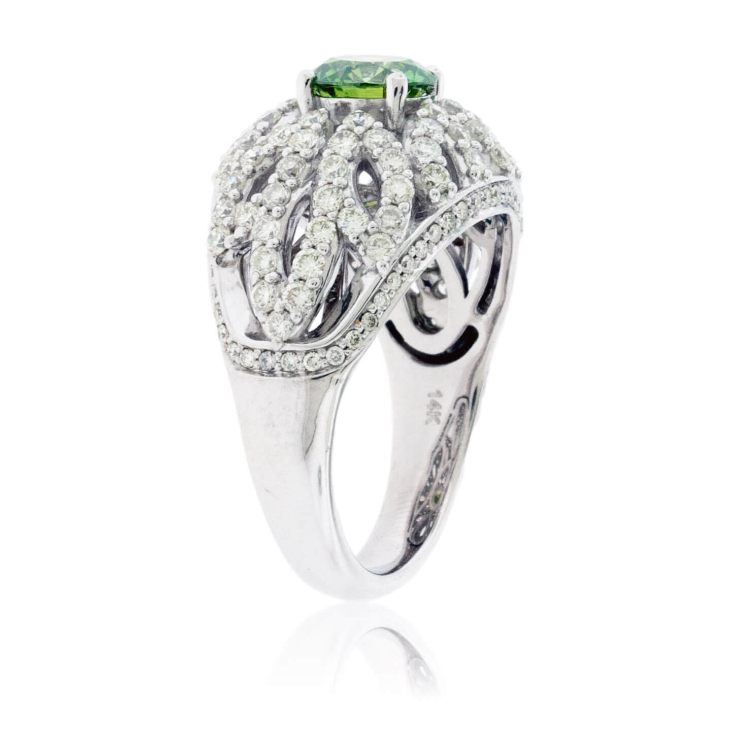 Round Green Diamond & Diamond Decorative Ring - Park City Jewelers