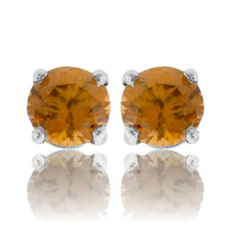 Round Honey Zircon Basket Style Stud Earrings - Park City Jewelers