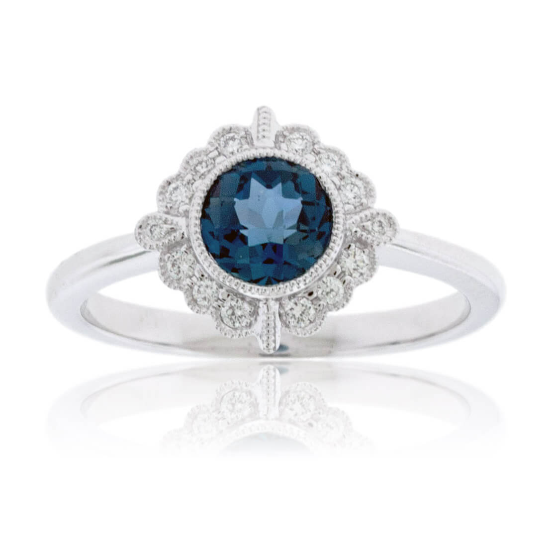 Round London Blue Topaz Milgrain Style Ring - Park City Jewelers