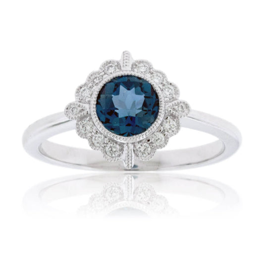 Round London Blue Topaz Milgrain Style Ring - Park City Jewelers