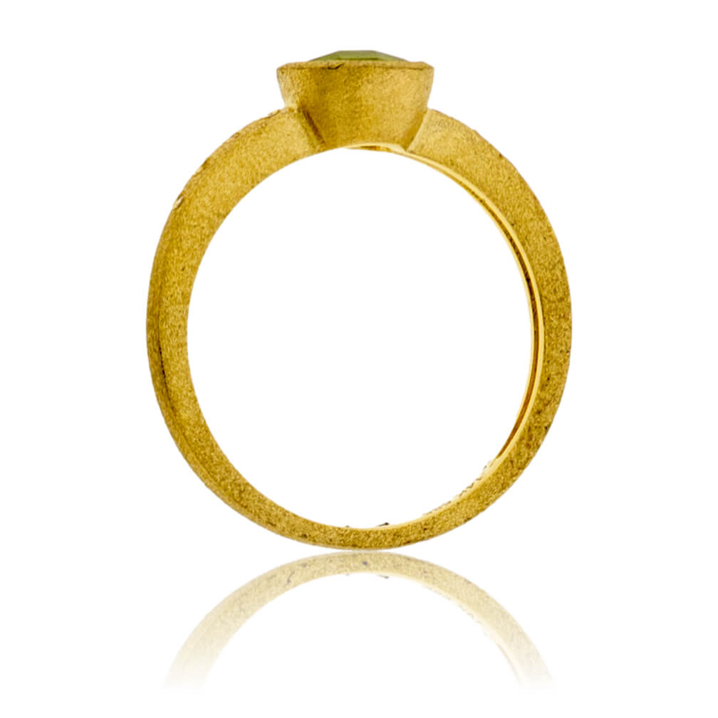 Round Peridot and Diamond Flush Set Style Ring - Park City Jewelers