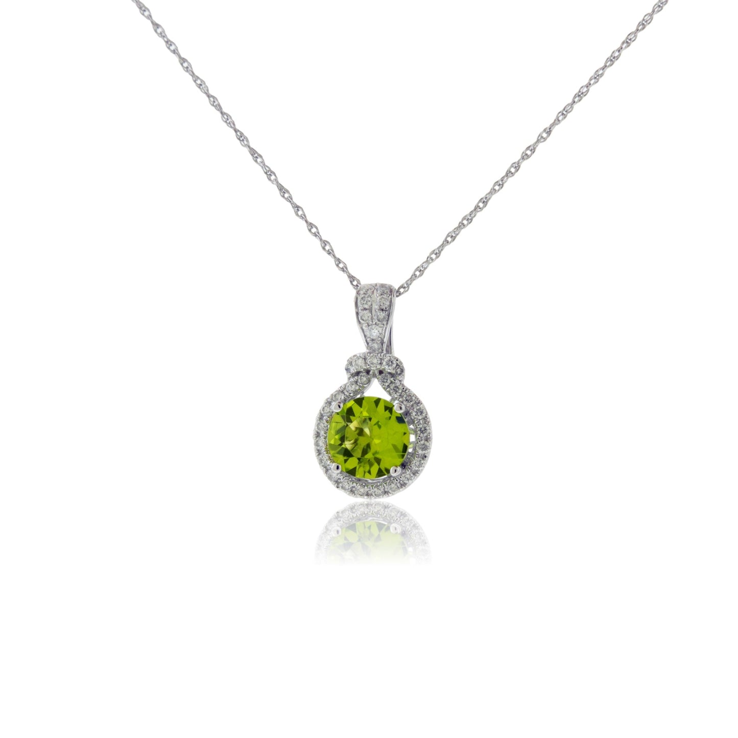 Round Peridot & Diamond Halo Pendant - Park City Jewelers