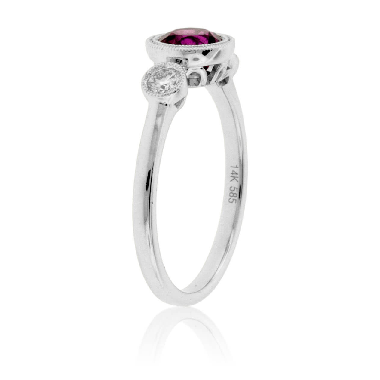 Round Pink Tourmaline Rubelite Bezel & Diamond Ring - Park City Jewelers