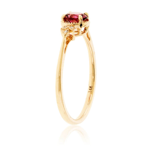 Round Pink Tourmaline Rubelite & Diamond Ring - Park City Jewelers