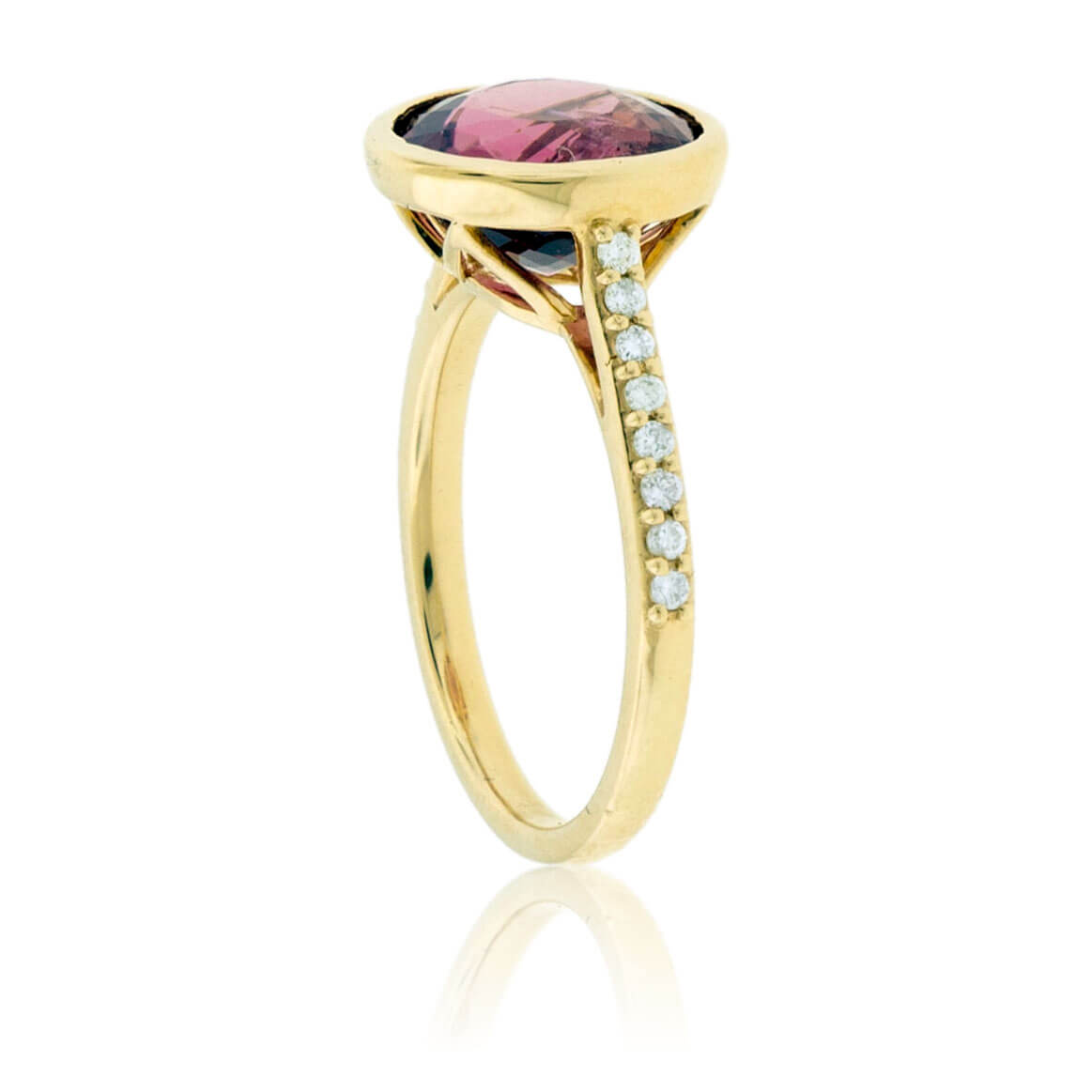 Round Pink Tourmaline Rubelite & Diamond Ring - Park City Jewelers