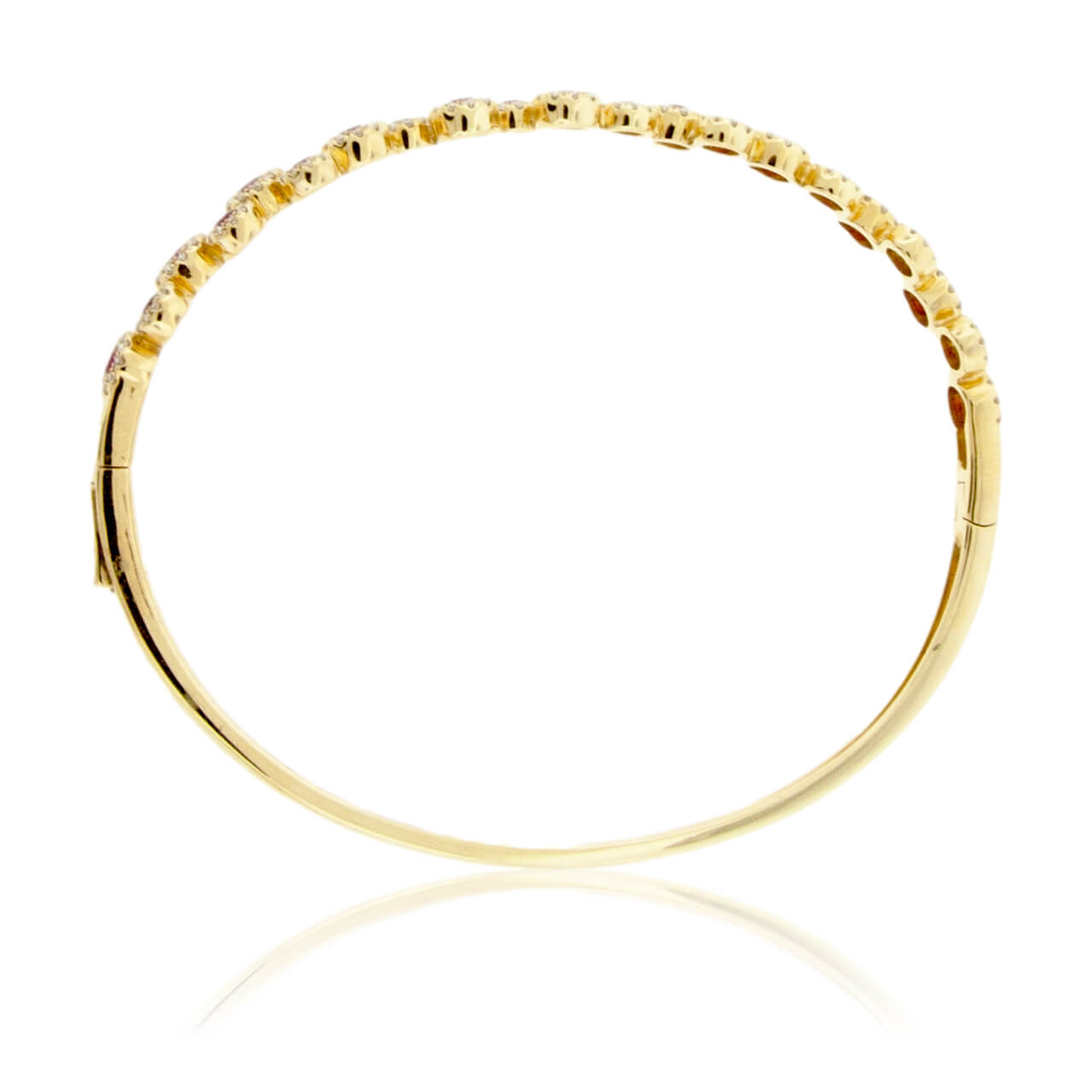 Round Rubies with Diamond Halos Bangle Bracelet - Park City Jewelers