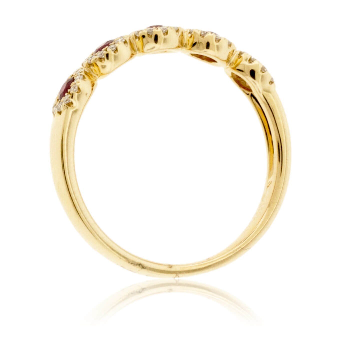 Round Ruby and Round Diamond Halo Band - Park City Jewelers
