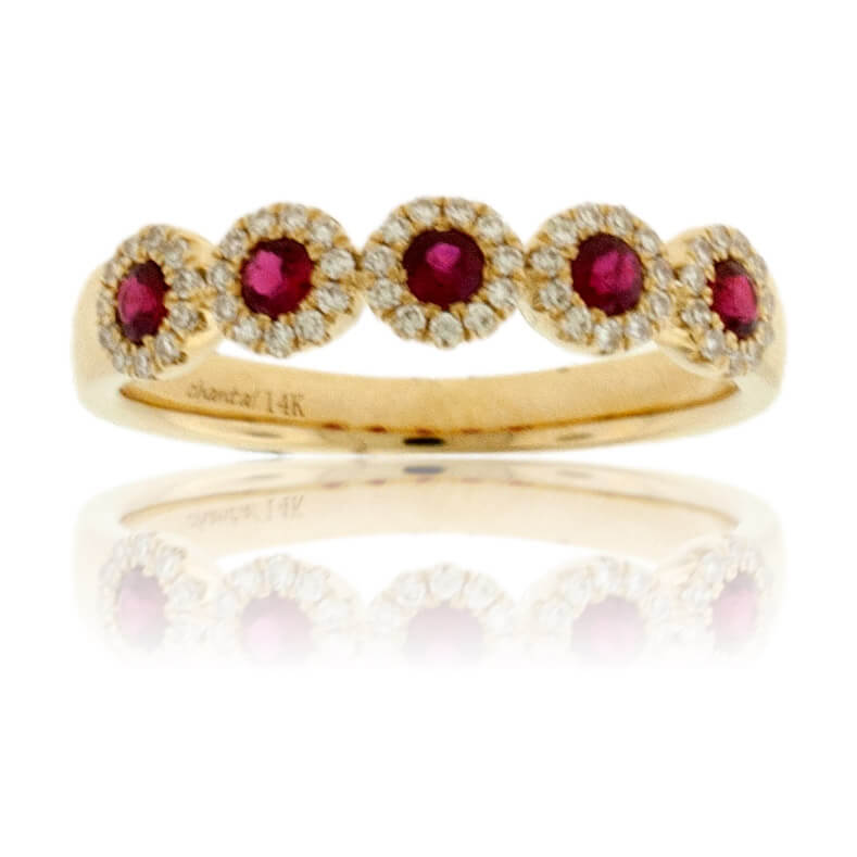 Round Ruby and Round Diamond Halo Band - Park City Jewelers