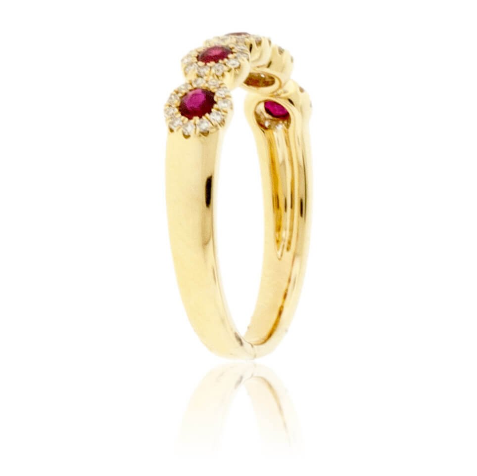Round Ruby and Round Diamond Halo Band - Park City Jewelers