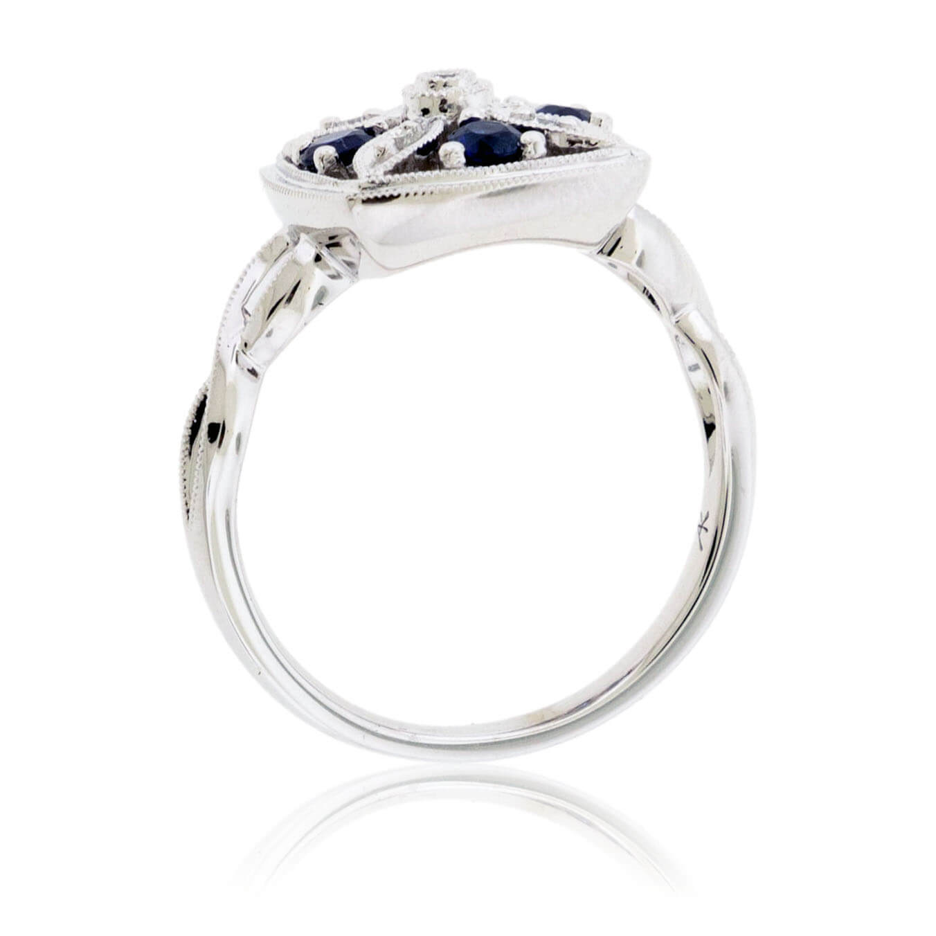 Round Sapphire & Diamond Art Deco Style Ring - Park City Jewelers