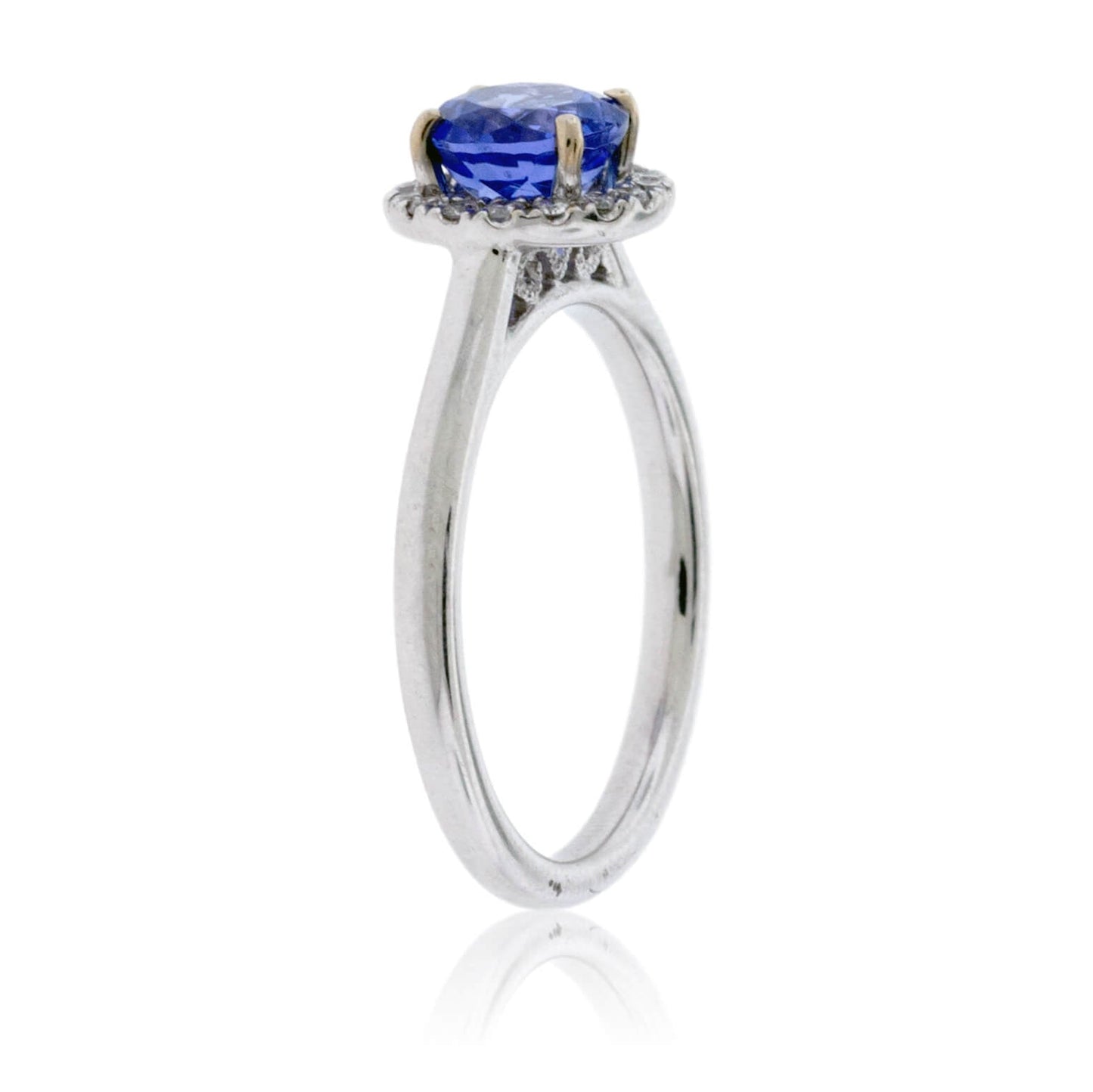 Round Tanzanite and Diamond Halo Ring - Park City Jewelers