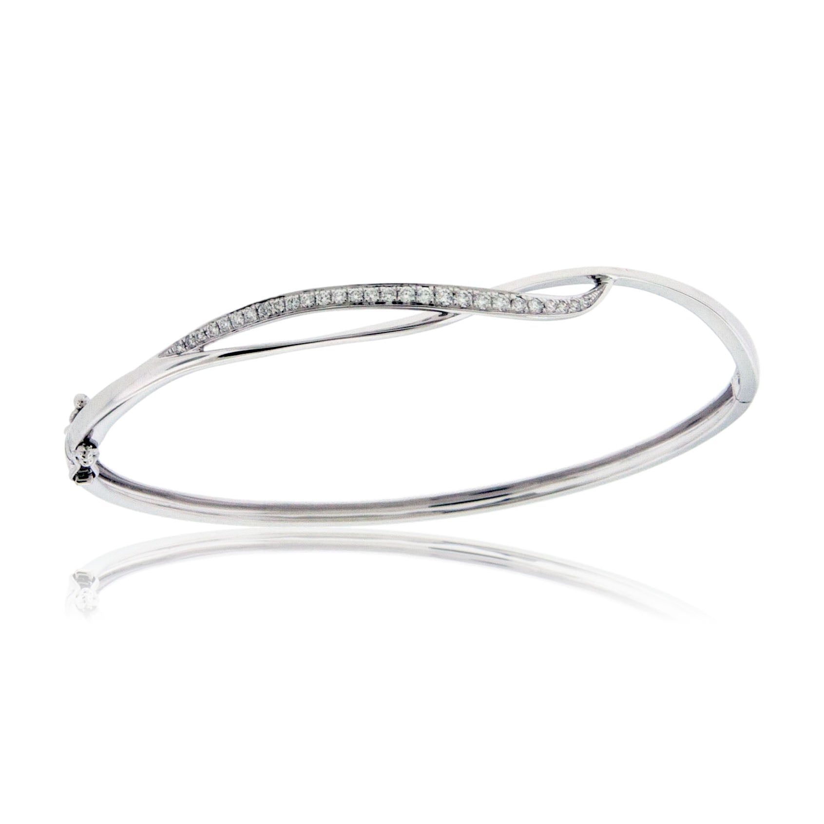 Round White Diamond Hinged Cuff Bracelet - Park City Jewelers