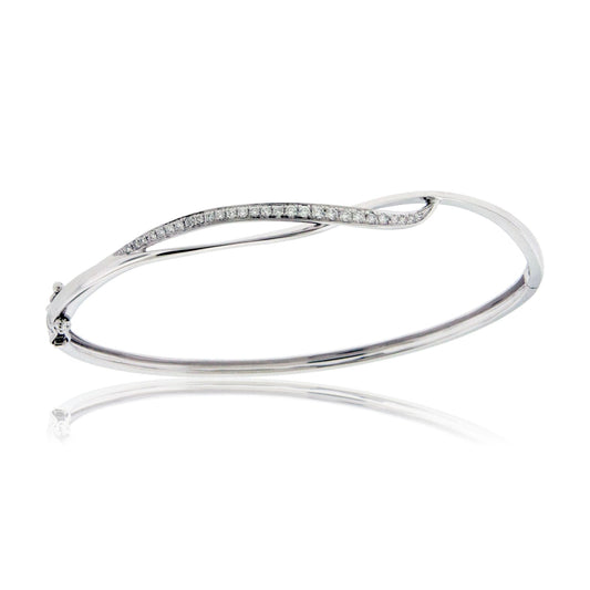 Round White Diamond Hinged Cuff Bracelet - Park City Jewelers