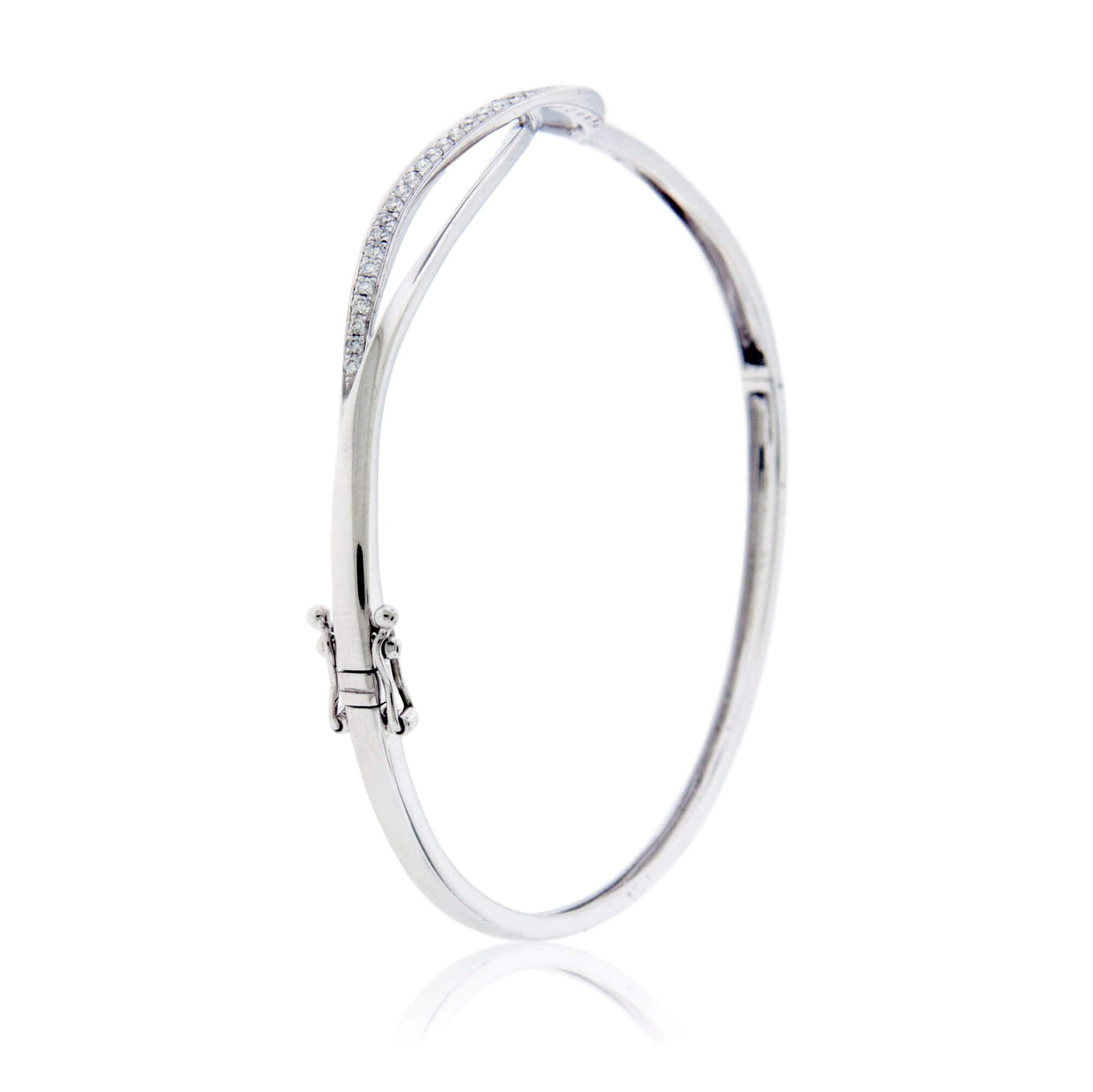 Round White Diamond Hinged Cuff Bracelet - Park City Jewelers