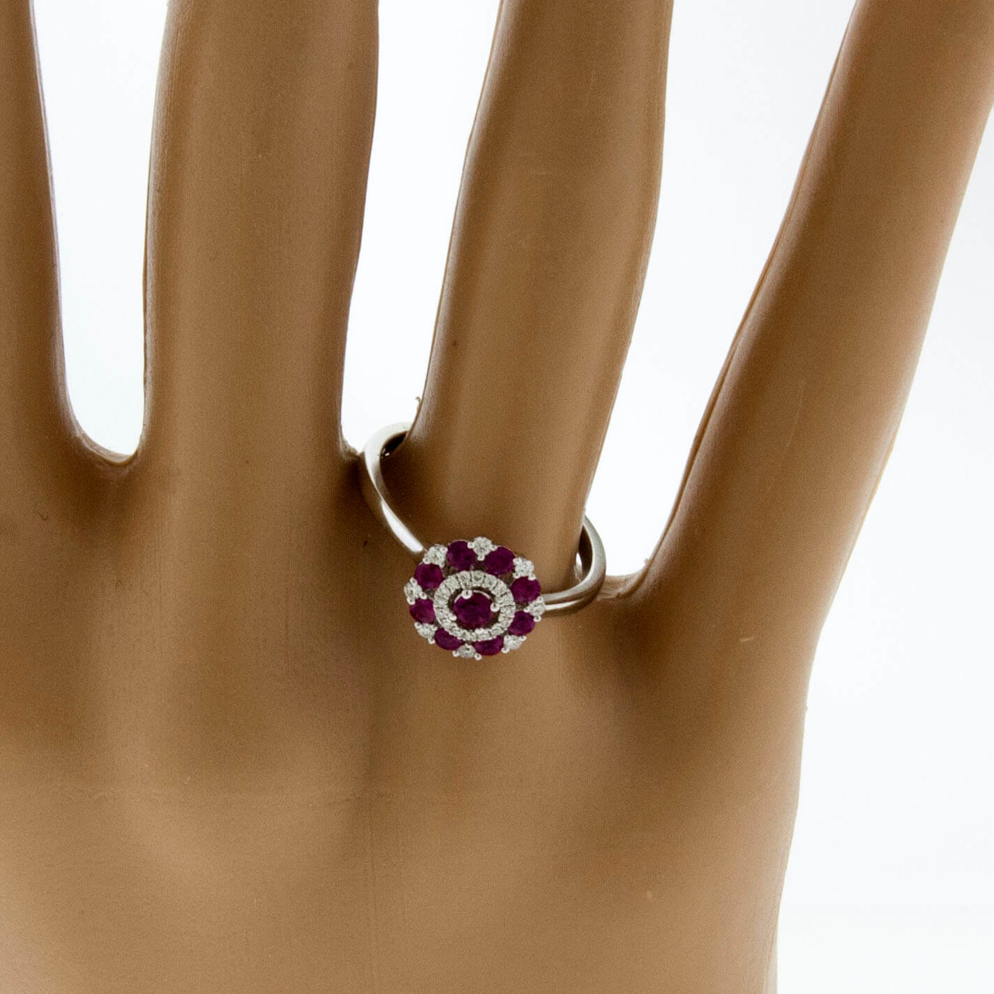 Ruby and Diamond Alternating Cluster Ring - Park City Jewelers