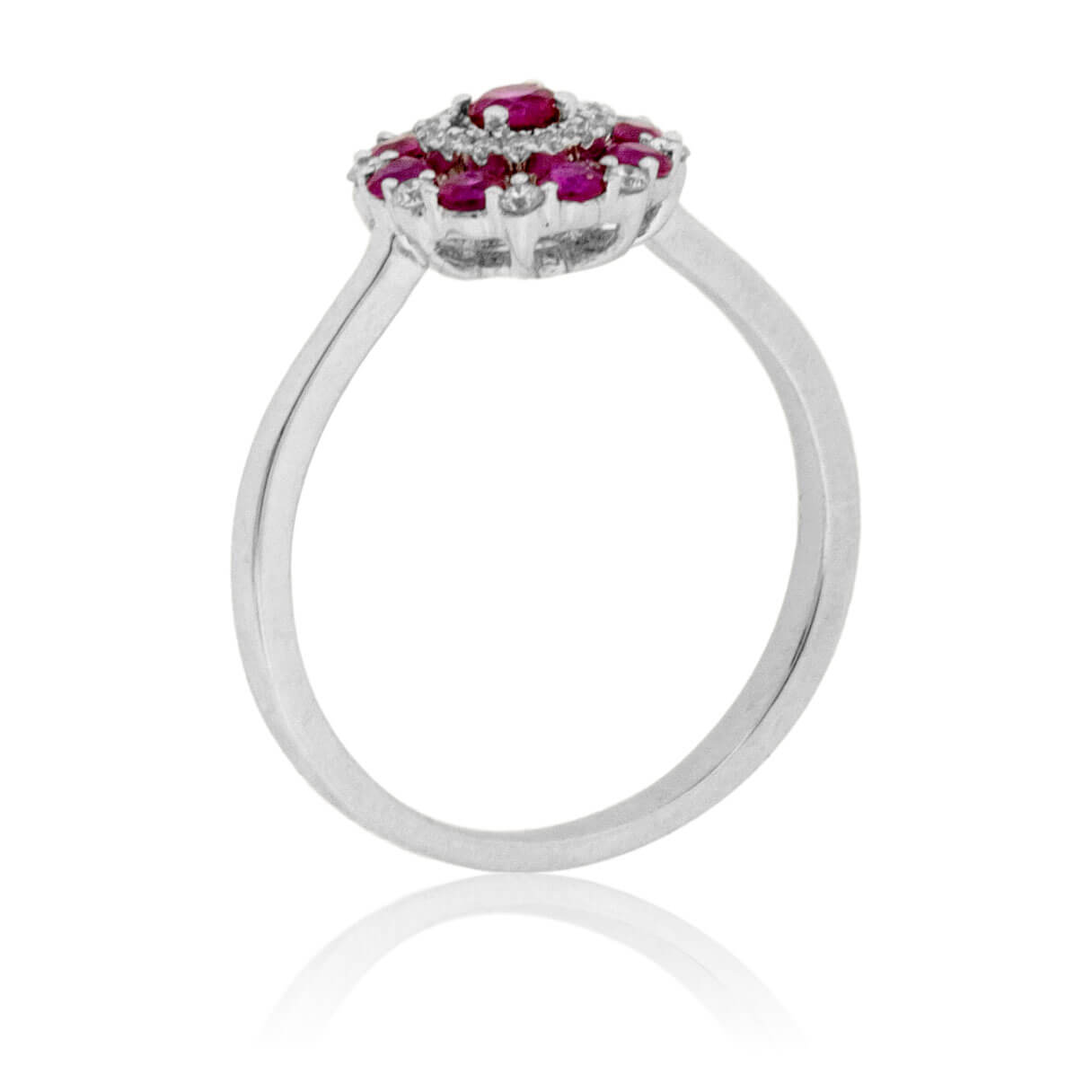 Ruby and Diamond Alternating Cluster Ring - Park City Jewelers
