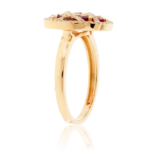 Ruby & Diamond Lattice Style Circle Ring - Park City Jewelers
